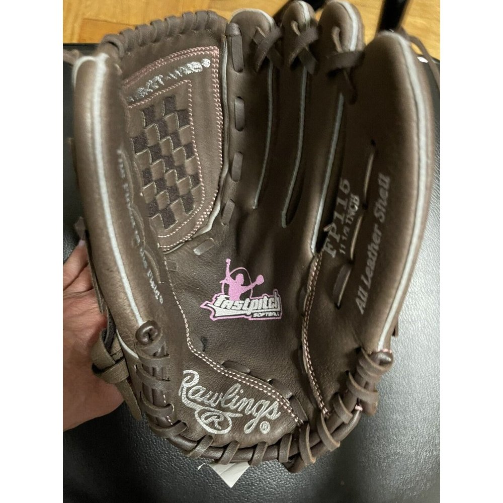 Rawlings FP115  Fast Pitch Softball Glove 11.5" RHT Basket Weave Leather Youth